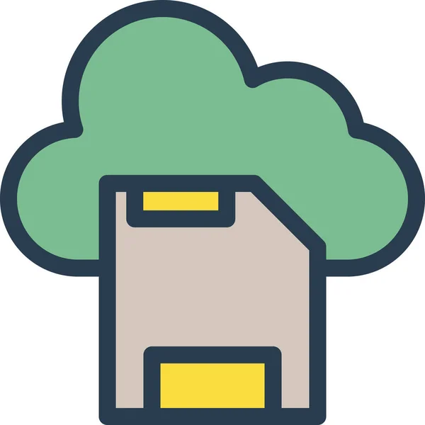 Card Chip Cloud Icon Filled Outline Style — Vettoriale Stock