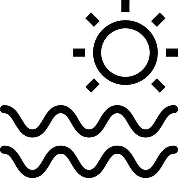 Sea Sun Water Icon Nature Outdoor Adventure Category — Vettoriale Stock