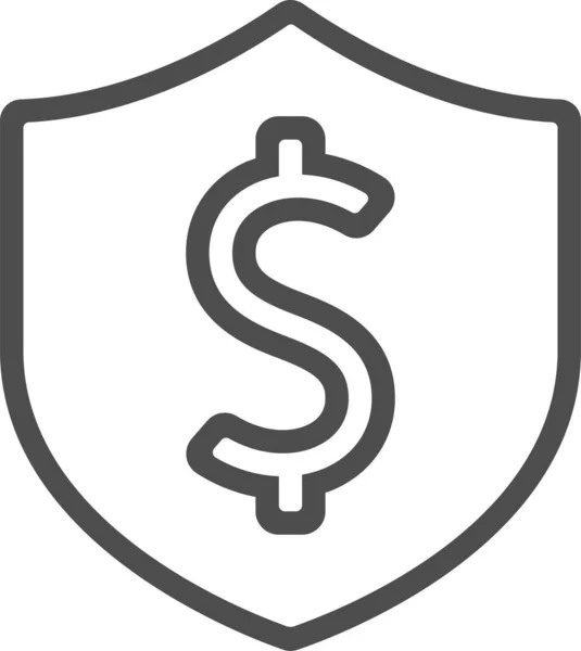 Dollar Finance Insurance Icon Outline Style — 图库矢量图片