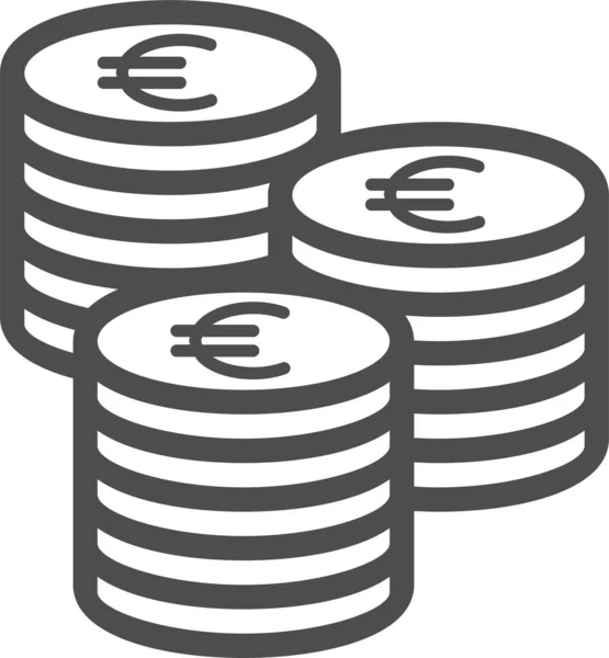 Κέρματα Ευρώ Εικονίδιο Χρήματα Στυλ Περίγραμμα — Διανυσματικό Αρχείο