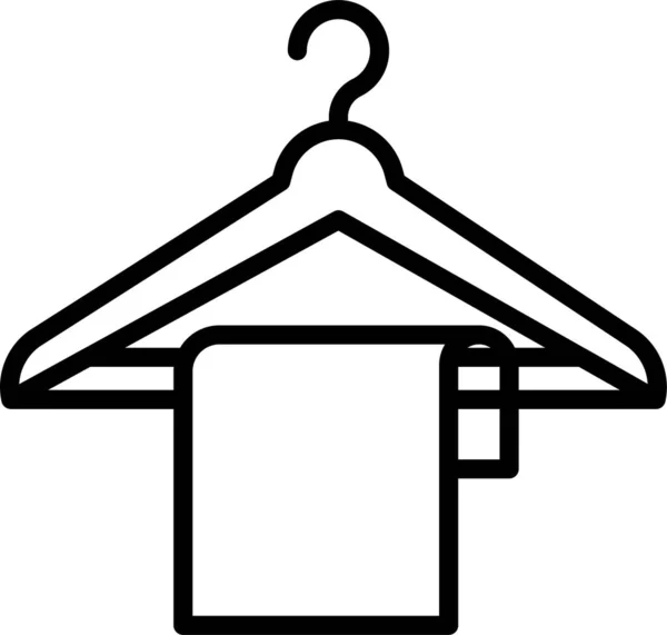 Kleiderbügel Hängen Tuch Symbol Umriss Stil — Stockvektor