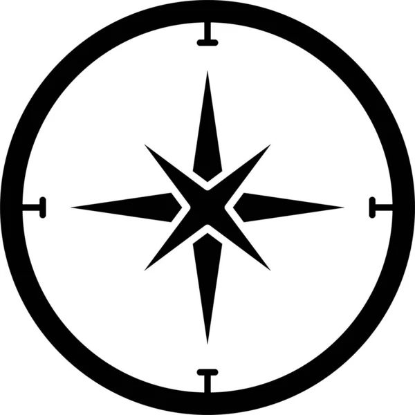 Navigační Ikona Směru Kompasu Pevném Stylu — Stockový vektor