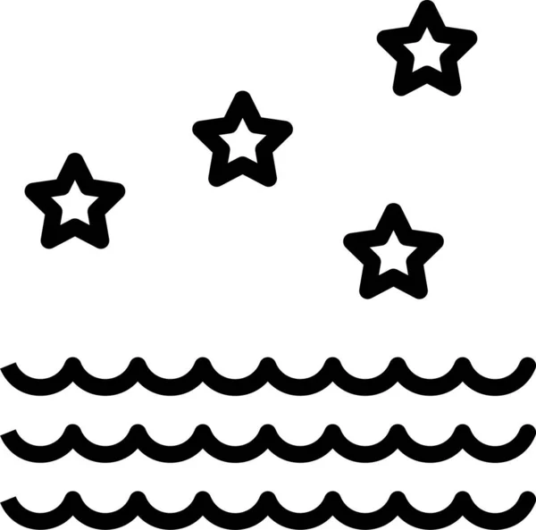 River Sea Shine Icon Outline Style — Stock Vector