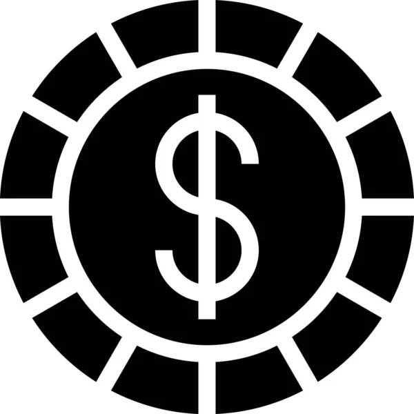 Casino Casinoslots Coin Icon Solid Style — Vetor de Stock