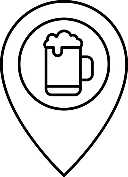 Icono Pin Ubicación Cerveza Estilo Esquema — Vector de stock
