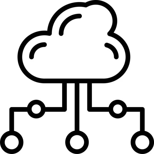 Cloud Computing Database Icoon Grote Lijnen — Stockvector