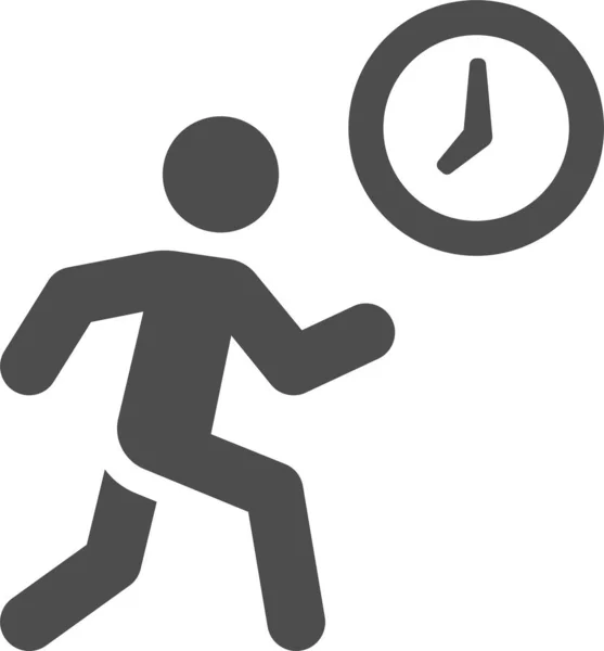 Clock Late Man Icon Solid Style — 图库矢量图片