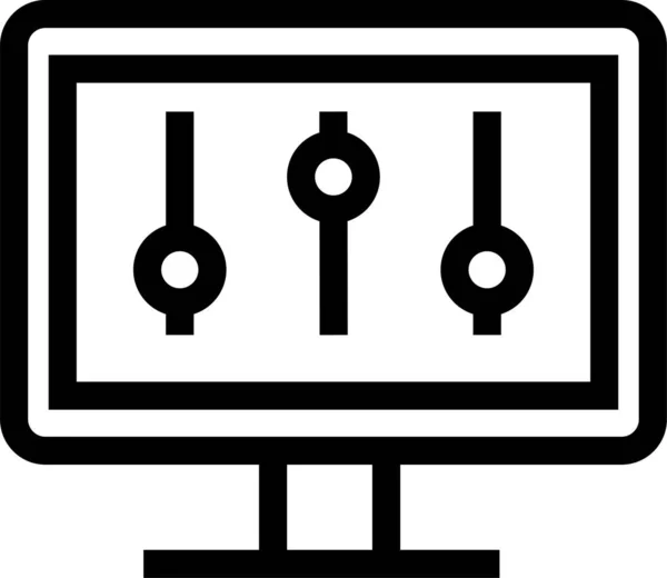 Ícone Monitor Controle Configuração Estilo Esboço — Vetor de Stock