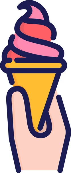 Creme Dessert Hand Icon Stil Gefüllter Umrisse — Stockvektor