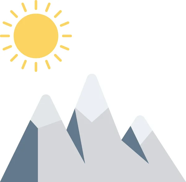 Naturaleza Montaña Brillo Icono Estilo Plano — Vector de stock