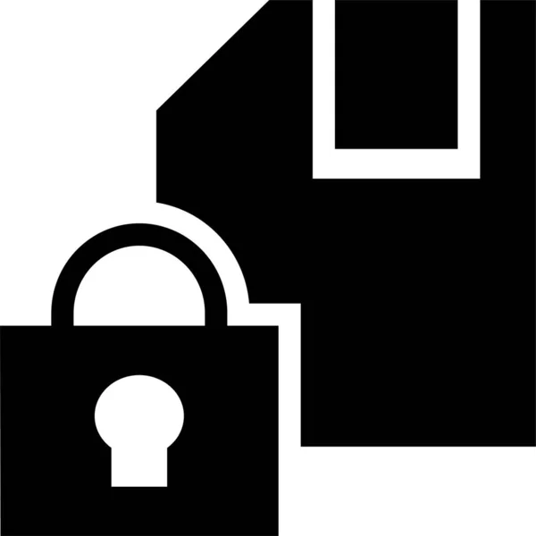 Datastorage Floppy Lock Icon Solid Style — Stock Vector