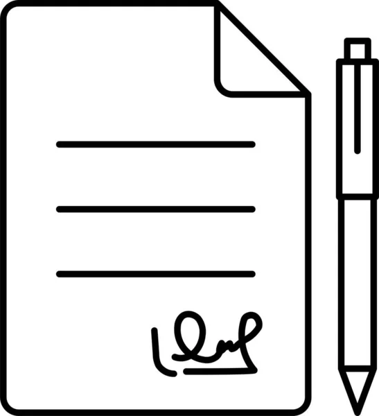 Document Contract Signature Icon Outline Style — Vettoriale Stock
