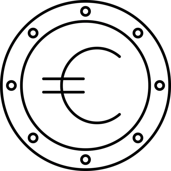 Κέρμα Νόμισμα Ευρώ Εικονίδιο Στυλ Περίγραμμα — Διανυσματικό Αρχείο