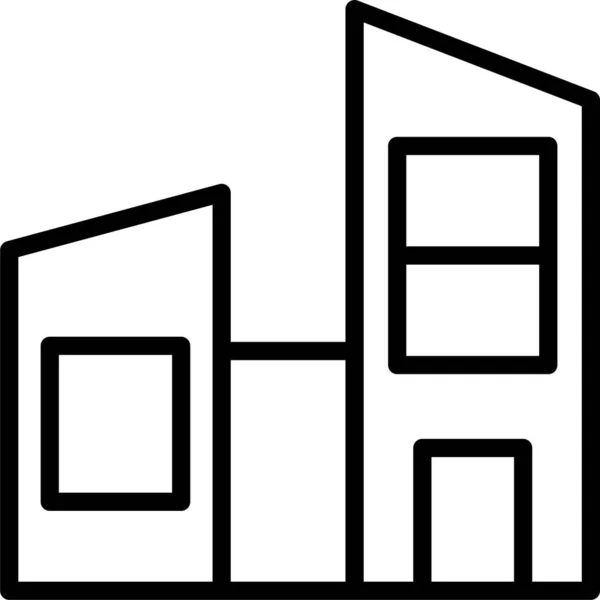 Apartment Building Plaza Icon Outline Style — Stock Vector