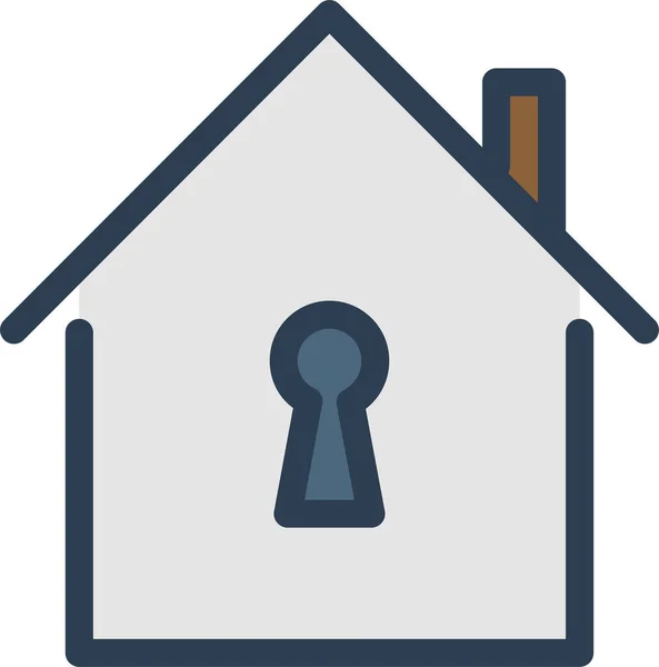 填充型房屋锁孔图标 轮廓式 — 图库矢量图片
