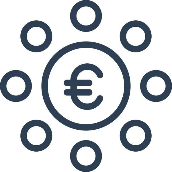 Presupuesto Euro Icono Ingresos Estilo Esquema — Vector de stock