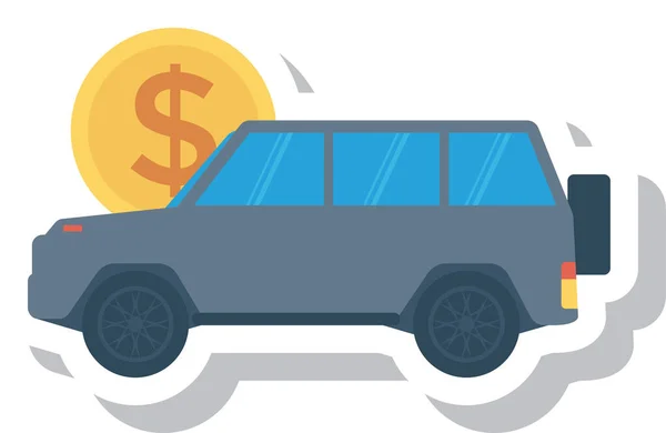 Autofinanzas Coche Buyingacar Icono Estilo Plano — Vector de stock