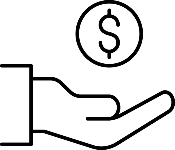 Hand Investment Paying Icon Outline Style — Stock Vector