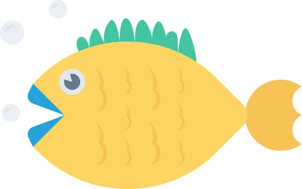 Pesce Animale Icona Mare Stile Piatto — Vettoriale Stock