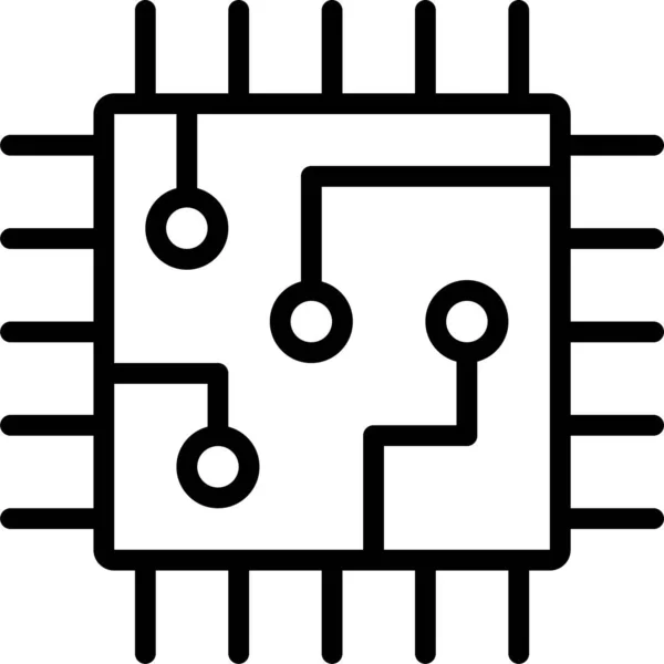 Kunstmatige Chip Cpu Icoon Grote Lijnen — Stockvector