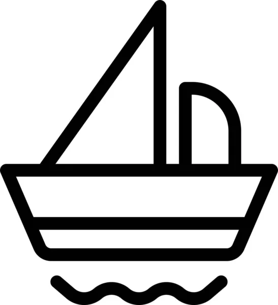 Barco Camping Crucero Icono Estilo Esquema — Archivo Imágenes Vectoriales