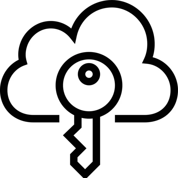 Ikona Klucza Cloud Internet Zarysie — Wektor stockowy