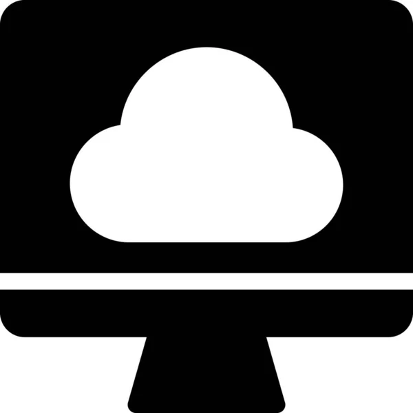 Εικονίδιο Οθόνης Lcd Cloud Συμπαγές Στυλ — Διανυσματικό Αρχείο