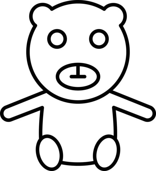 Oso Icono Peluche Infancia Estilo Esquema — Vector de stock