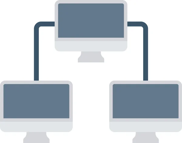 Ordinateur Connecter Icône Connexion Dans Style Plat — Image vectorielle