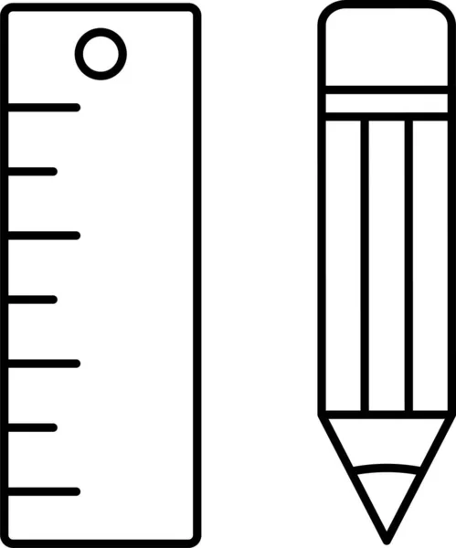 设计尺寸铅笔图标轮廓风格 — 图库矢量图片