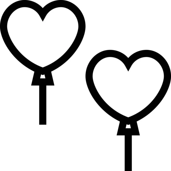 Icône Coeur Ballon Ballon Dans Style Contour — Image vectorielle