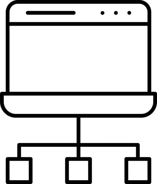 Verbindungs Laptop Netzwerk Symbol Outline Stil — Stockvektor