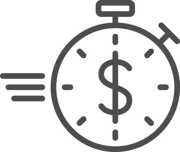 Date Limite Icône Chronomètre Dollar Dans Style Contour — Image vectorielle