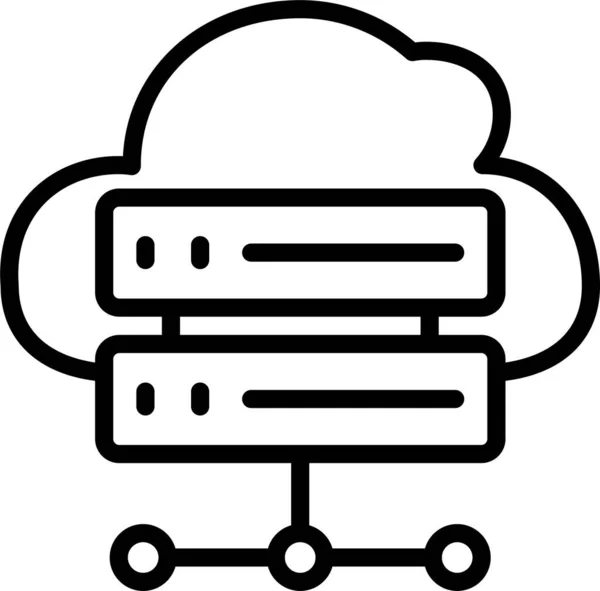 Cloud Database Datacenter Icon Outline Style — Stock Vector