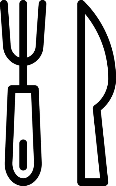 Іконка Кухонного Ножа Виделки Стилі Контур — стоковий вектор