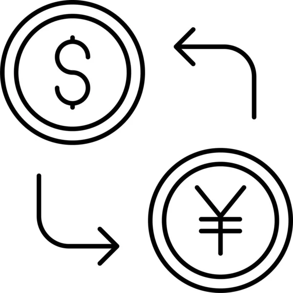 Currency Dollar Transfer Icon Outline Style — Vettoriale Stock