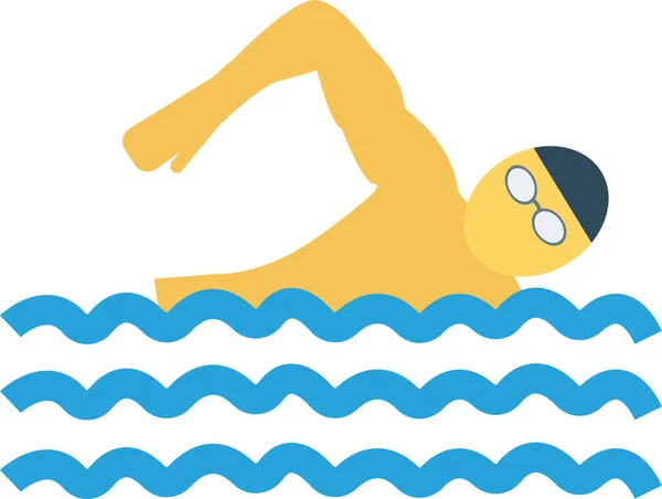 Piscina Deportes Nadador Icono Estilo Plano — Vector de stock