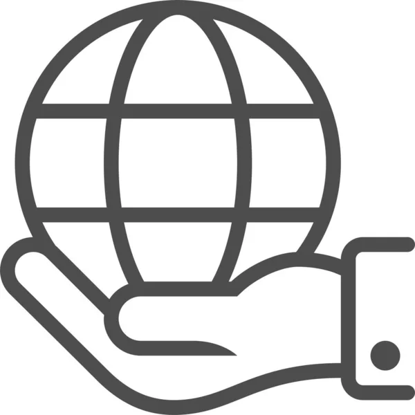 Globe Hand Holding Icon Outline Style — Stockvektor