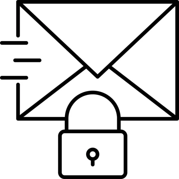 Lock Message Private Icon Outline Style — Vetor de Stock