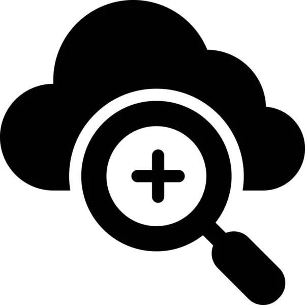 Icono Búsqueda Lupa Nube Estilo Sólido — Vector de stock