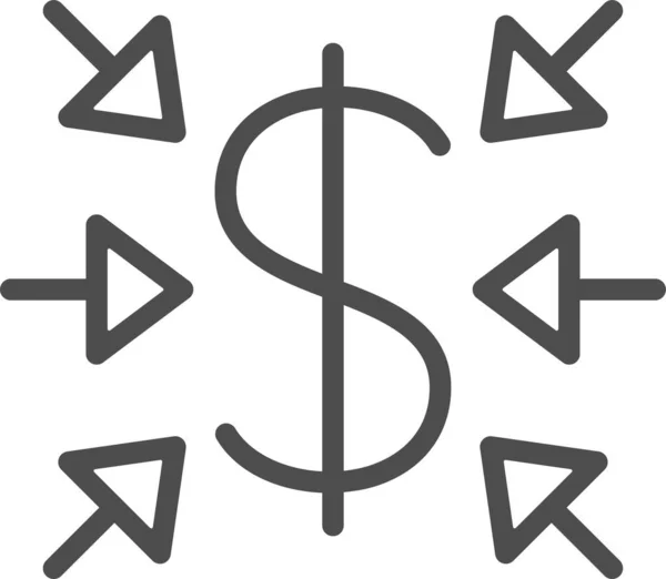 Arrows Currency Dollar Icon Outline Style — Vetor de Stock