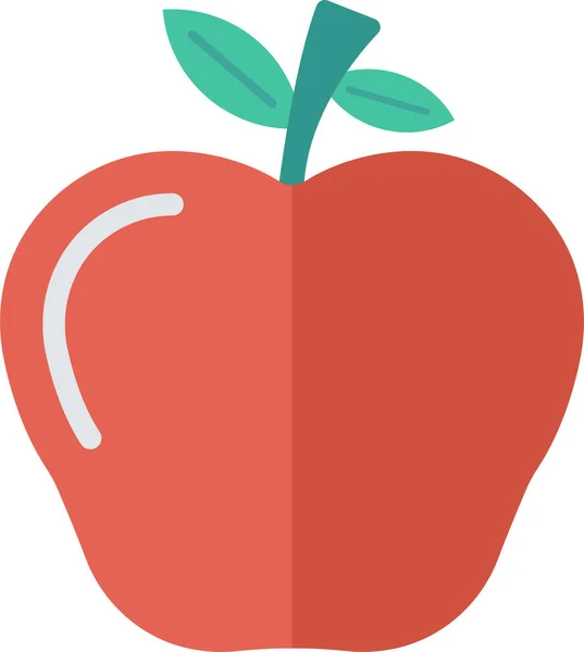 Pomme Fruits Éducation Icône Dans Style Plat — Image vectorielle