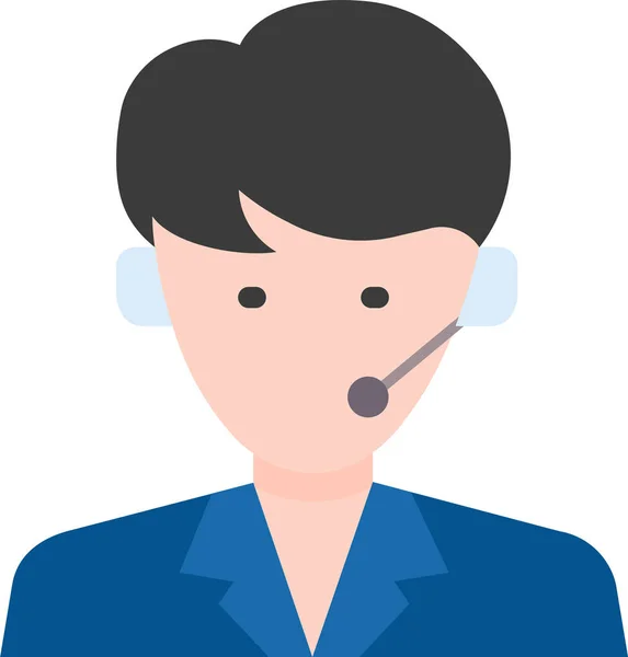 Business Call Center Client Icon Flat Style — Vetor de Stock