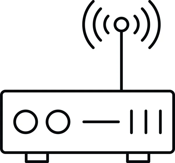 Ícone Roteador Modem Antena Estilo Esboço — Vetor de Stock