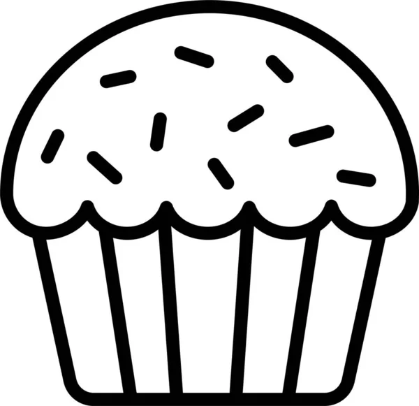 Cupcake Muffin Pie Icon Stylu Osnovy — Stockový vektor