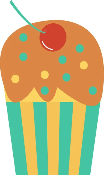 Bakkerij Cupcake Dessert Icoon Platte Stijl — Stockvector