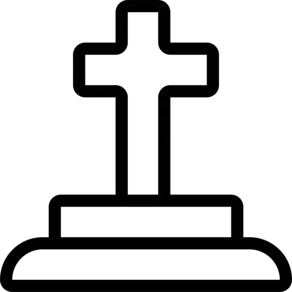 Catholic Christian Cross Icon Outline Style — 图库矢量图片