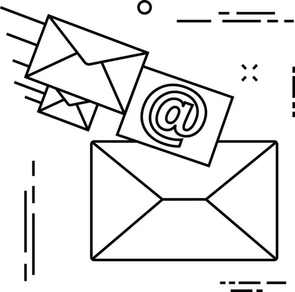 电子邮件收件箱图标的轮廓风格 — 图库矢量图片