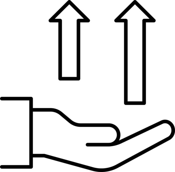 Pfeil Wachstum Hand Symbol Umriss Stil — Stockvektor
