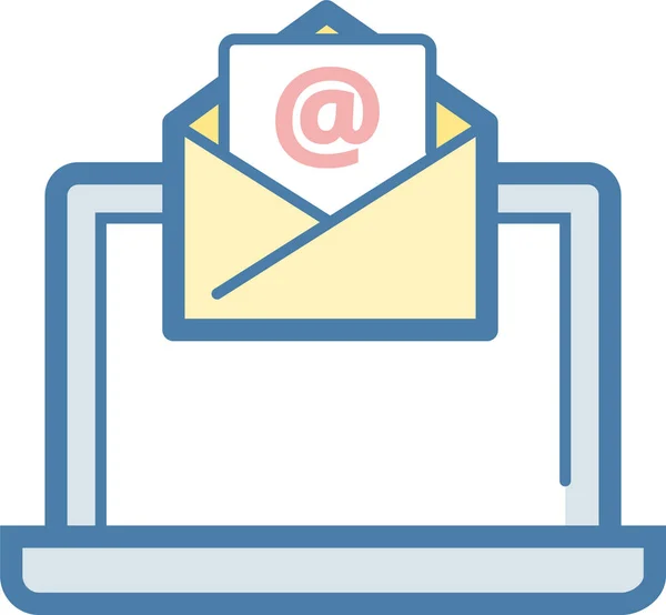 Mail Enveloppe Ordinateur Portable Icône Dans Style Contour Rempli — Image vectorielle